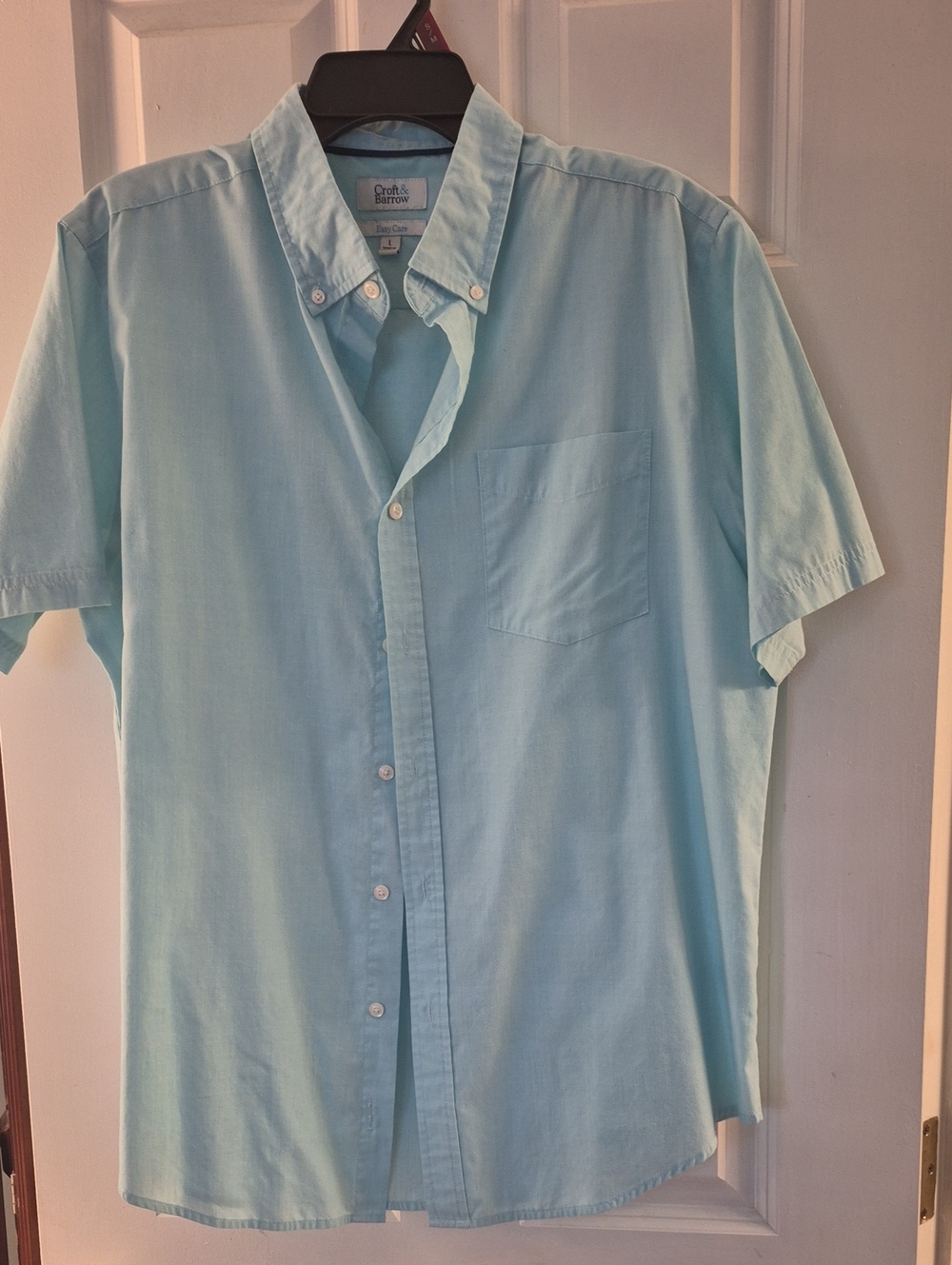 croft & barrow Men’s Short Sleeve Button-Down Shirt - Light Aqua